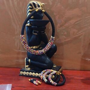 African beaded zulu necklace, jewelry set, three piece